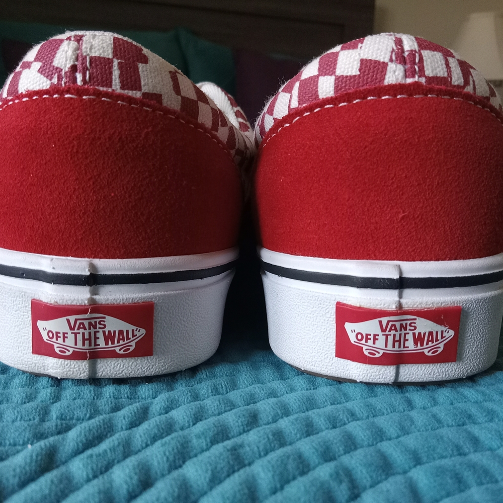 Vans Red & White Checkered Shoes Suede & Canvas W8/M6.5 - Picture 2 of 11